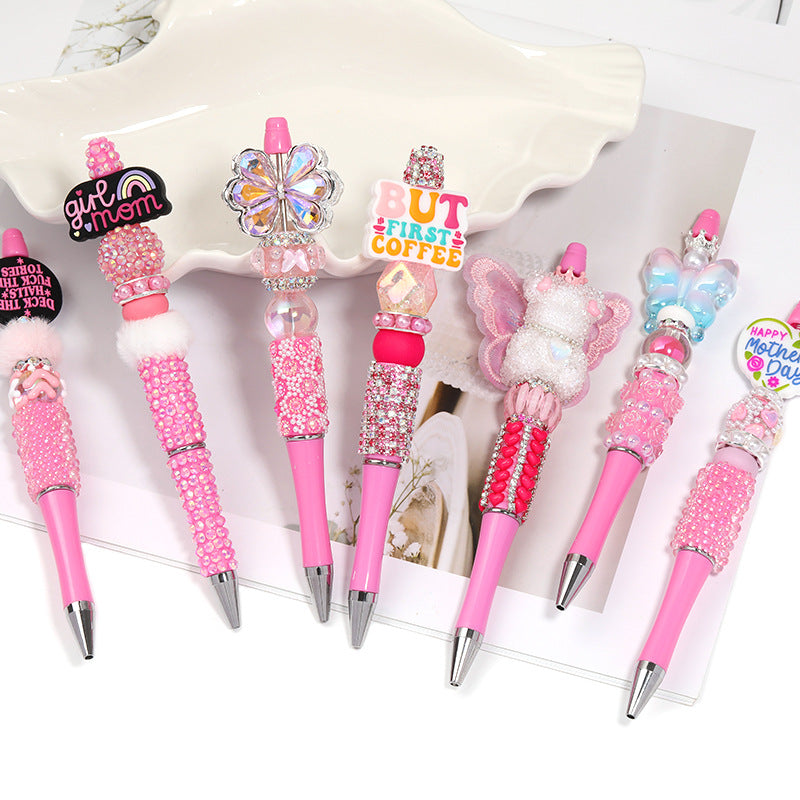 Creative new cartoon rotating bead pen heavy industry glitter high value new ins wind bead pen ballpoint pen