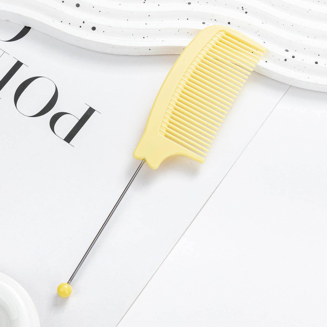 DIY Beaded Comb Hair Highlights Comb Beauty Styling Comb Steel Needle Comb Plastic Tip Tail Comb Hair Salon Hair Tool