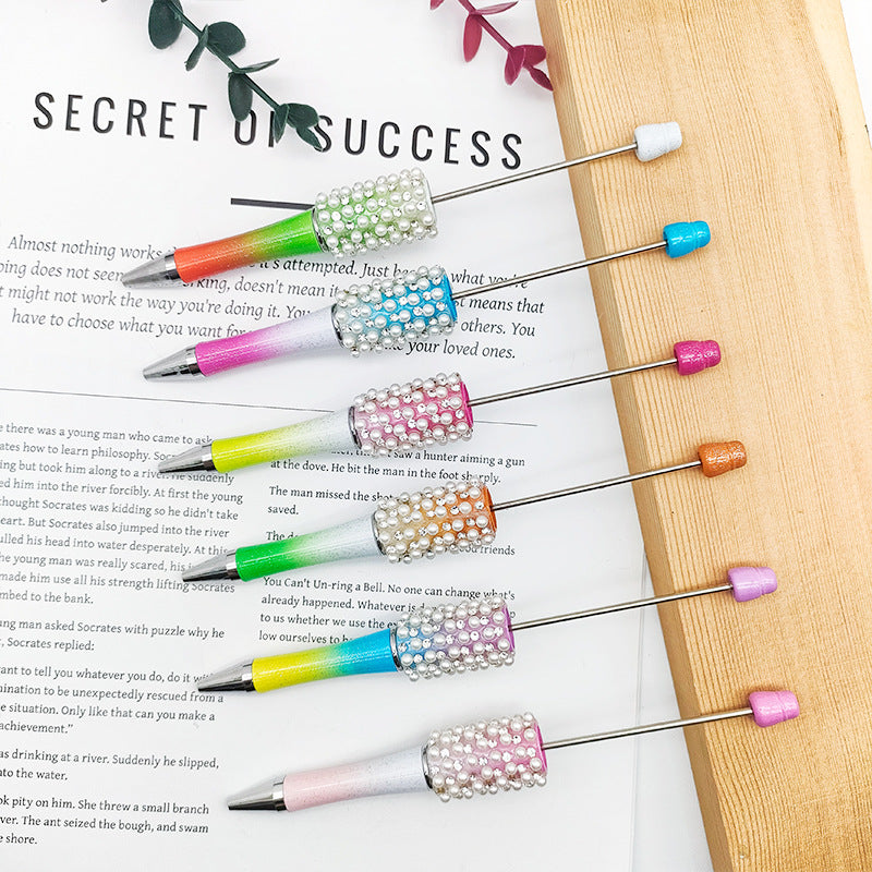 DIY Pearl Diamond Bead Pen Hand Sticker Diamond Ballpoint Pen Flash Diamond Pearl Diamond Beadedpen Spot Wholesale