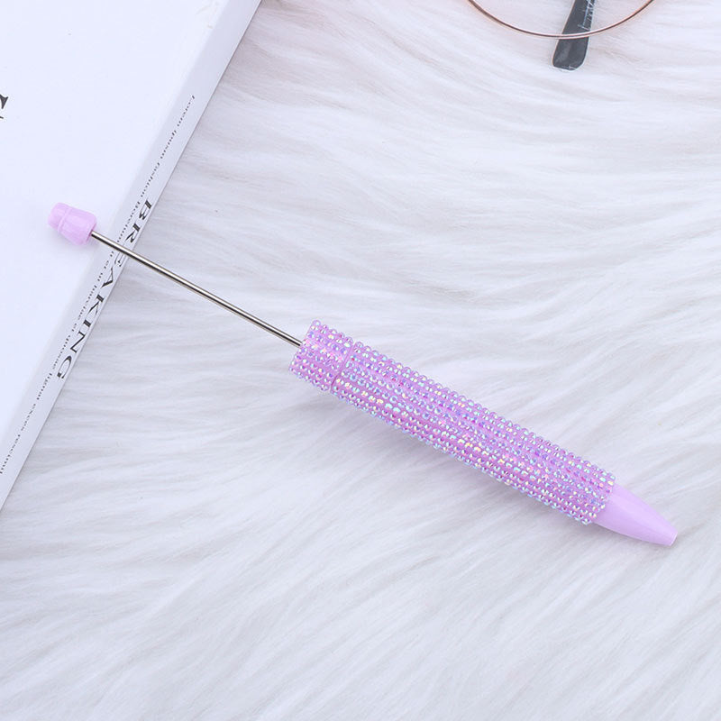 Cross-border long diamond-encrusted beaded pen DIY sticker full diamond beaded ballpoint pen creative cute girl heart gift pen