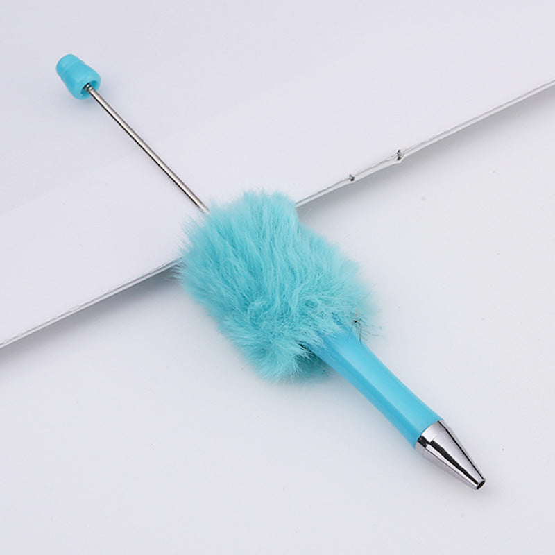 DIY plush bead pen new bead-piercing hairball bead pen cross-border Beadedpen cute cartoon gift pen