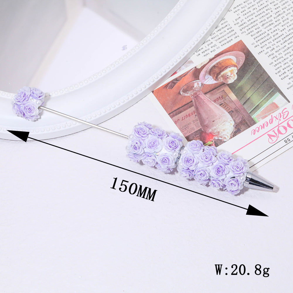 New heavy industry color flower luminous bead pen heavy industry DIY handmade beaded pen holder accessories