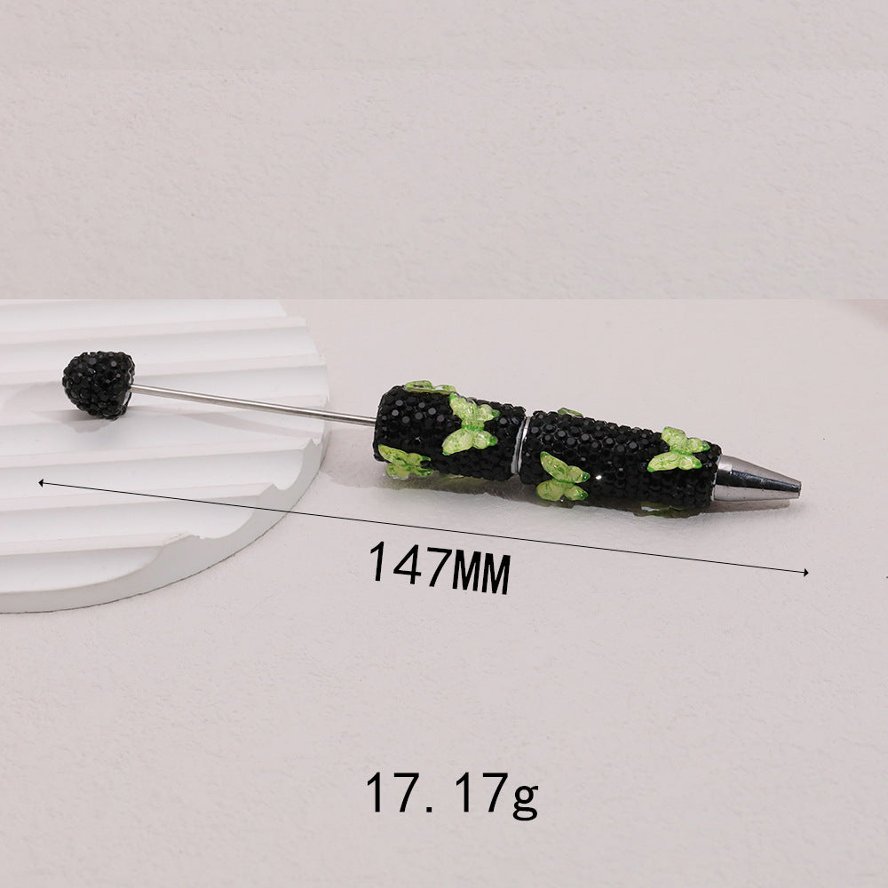 Cross-border creative butterfly soft pottery full of diamonds handmade bead pen DIY small gift gift pen creative ballpoint pen