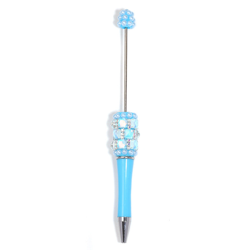 Creative DIY bead pen heavy industry high value square diamond pearl diamond bead pen multi-color plastic rotating ballpoint pen