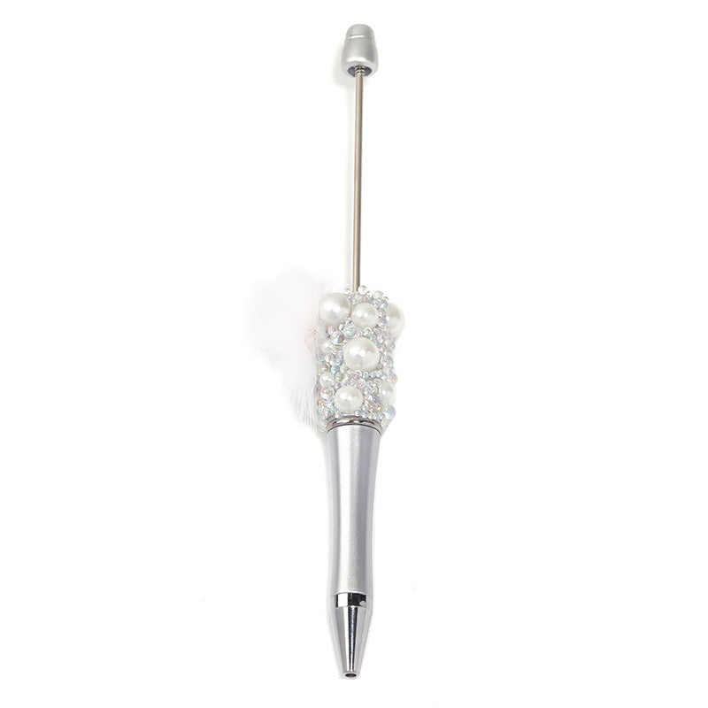 Soft cute pearl hairball DIY bead pen colorful bubble beads rotating ballpoint pen girl heart hand account gift pen