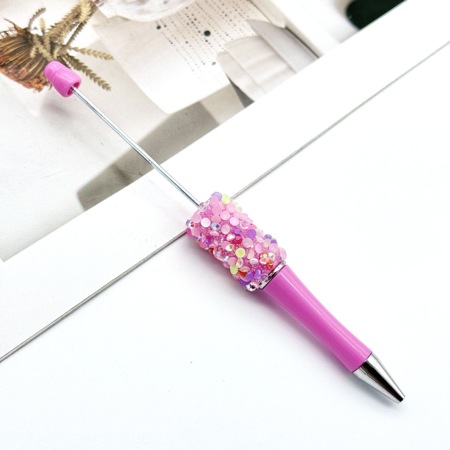 New DIY petal sequined bead pen, Macaron multi-color bead-piercing ballpoint pen cross-border sprouting pen manufacturers wholesale