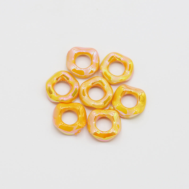 16Mm Color Electroplated Lace Wave Stacked Le Large Hole Beads Diy Handmade Beaded Loose Beads Bracelet Accessories Wholesale