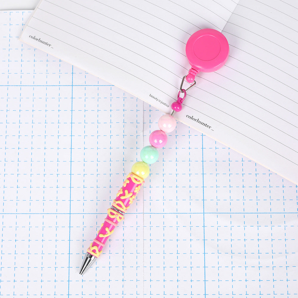 Retractable creative DIY hand-painted bead pen painted cream pen multi-color rotating neutral ballpoint pen