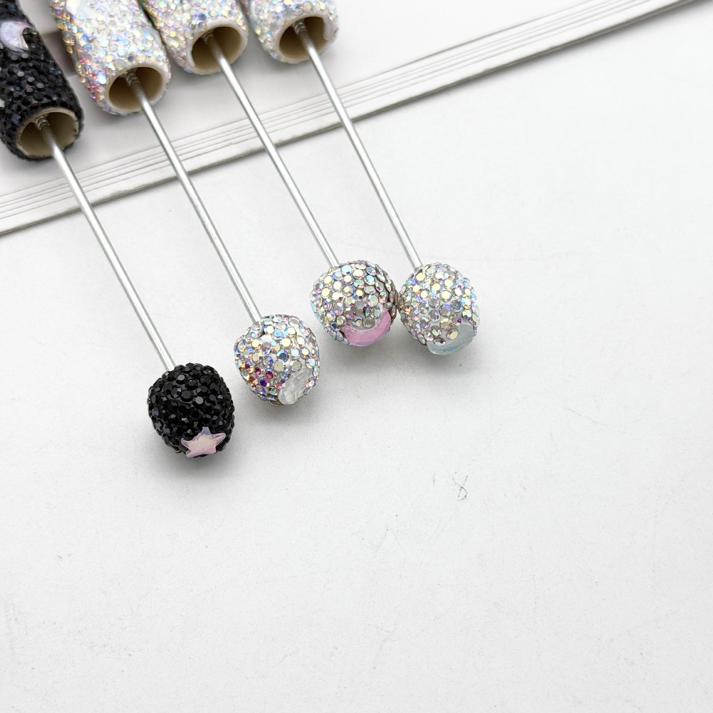 Cross-border DIY Star Moon Mocha Full Diamond Bead Pen, Creative Rhinestone Moe Grain Pen Colorful Gift Pen Wholesale