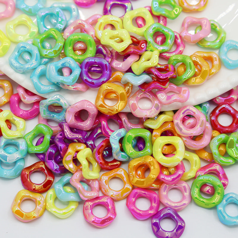 16Mm Color Electroplated Lace Wave Stacked Le Large Hole Beads Diy Handmade Beaded Loose Beads Bracelet Accessories Wholesale