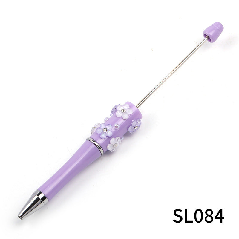 Heavy Industry DIY diamond-encrusted five-petaled flower bead pen multi-color rotating ballpoint pen spot wholesale support mixed batch