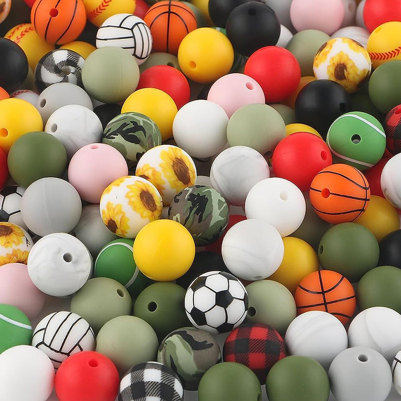 15mm Silicone Beads Water Transfer Beads DIY Jewelry Bead Pen Loose Beads Wholesale #101-150
