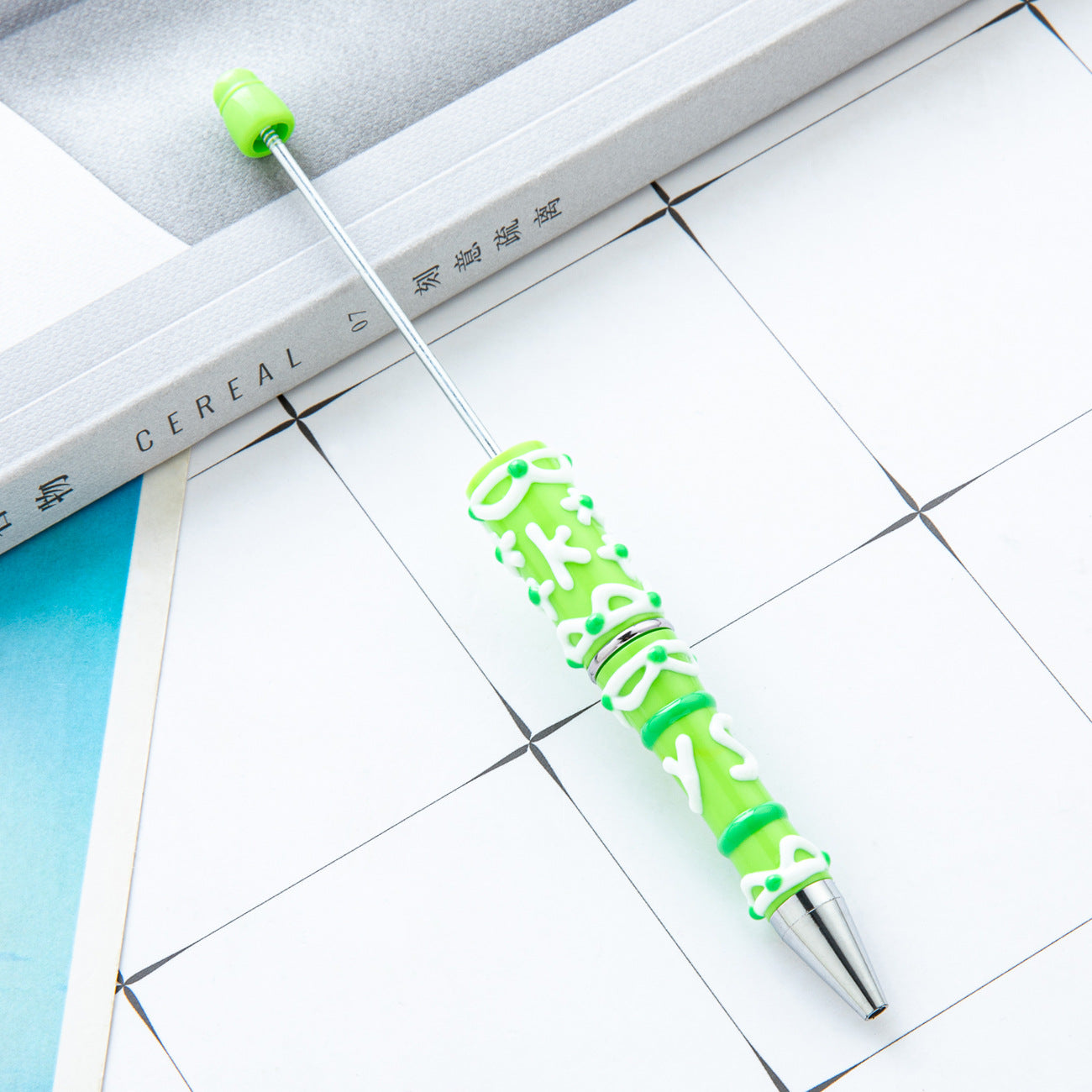 Spot cream glue hand-painted bead pen DIY hand-painted oil ballpoint pen Macaron plastic beaded ballpoint pen