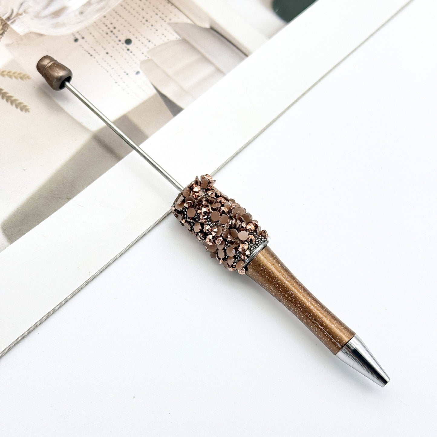 New DIY petal sequined bead pen, Macaron multi-color bead-piercing ballpoint pen cross-border sprouting pen manufacturers wholesale