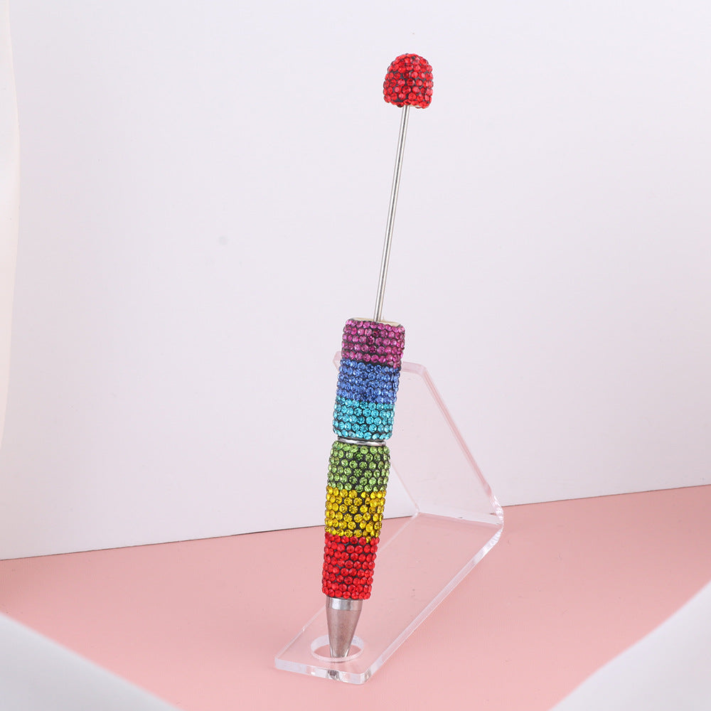Beadable Pens with Rainbow Multi Colors Clay Rhinestones Covered the Entire Pen
