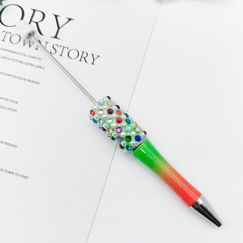 Gradual change color candy diamond bead pen DIY handmade diamond pearl agate ballpoint pen, cute creative gift pen