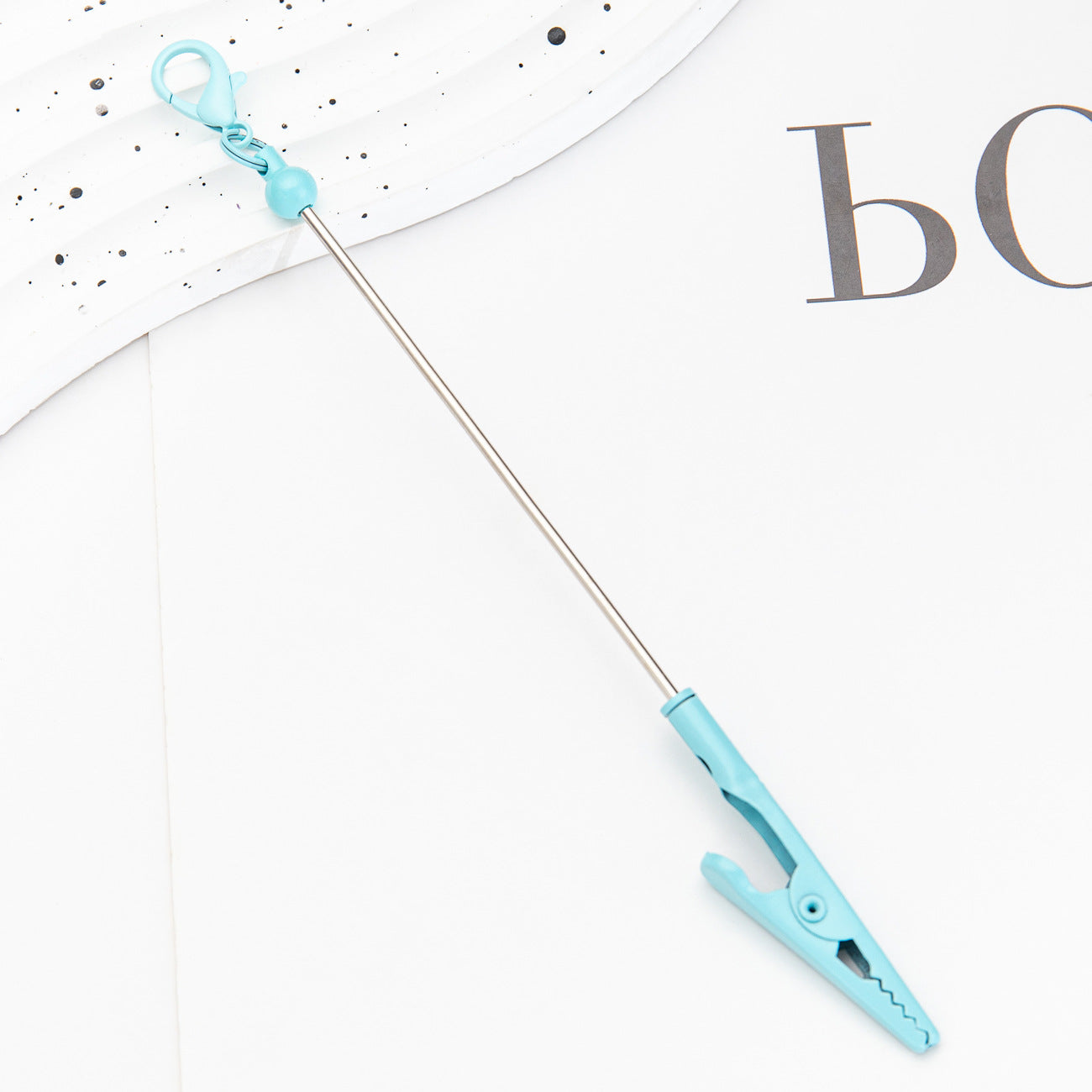 New Beaded Lobster Buckle Clip Business Card Clip Metal Toothed Crocodile Note Clip Bag Pendant Student Keychain