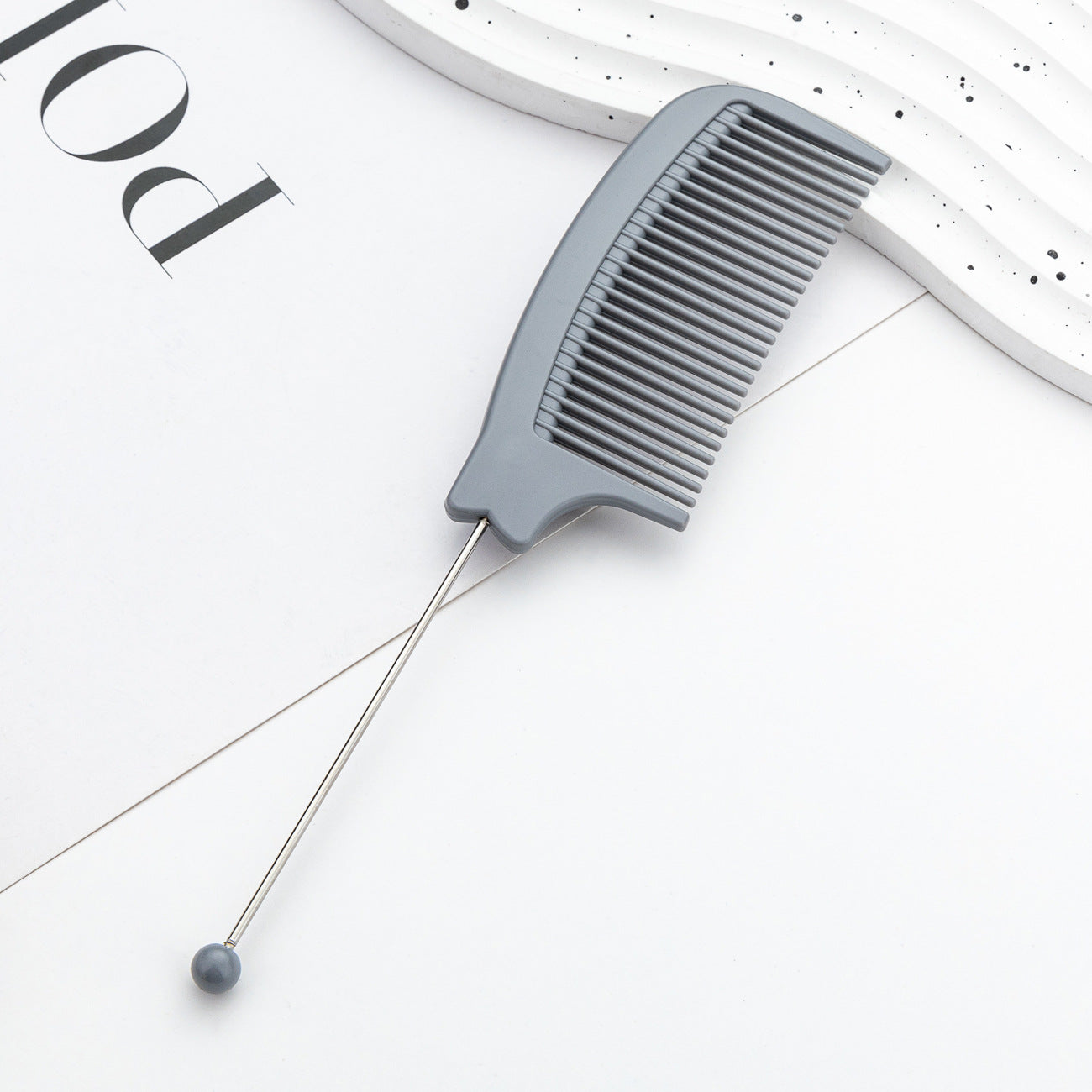 DIY Beaded Comb Hair Highlights Comb Beauty Styling Comb Steel Needle Comb Plastic Tip Tail Comb Hair Salon Hair Tool