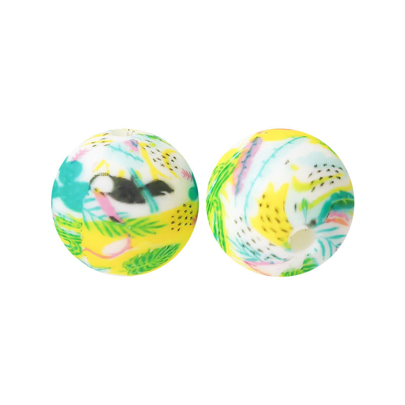 15mm Silicone Beads Water Transfer Beads DIY Jewelry Bead Pen Loose Beads Wholesale #151-200