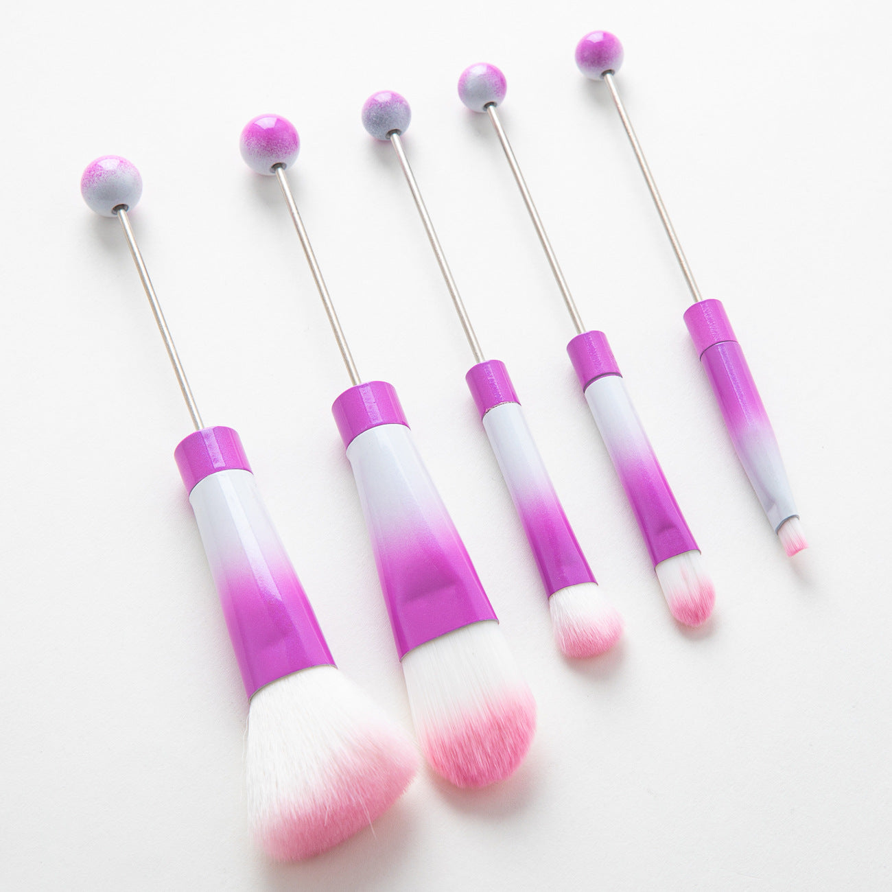DIY metal handle string beads makeup brush set, concealer brush, eyeshadow brush, eyebrow brush, makeup, makeup tools wholesale