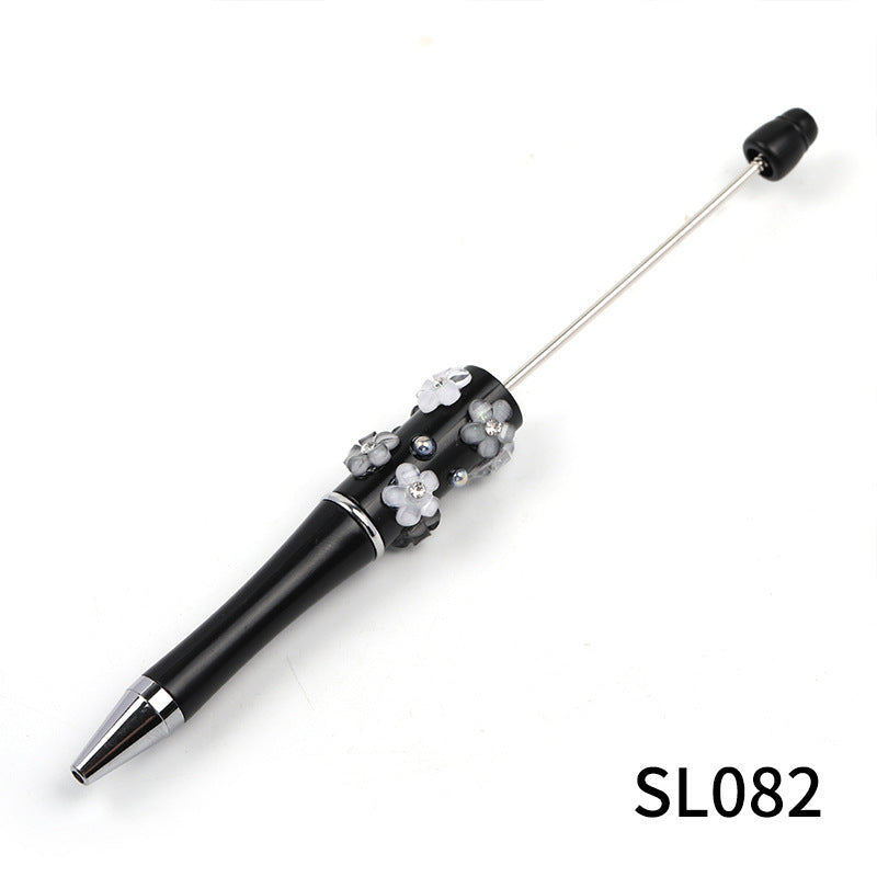 Heavy Industry DIY diamond-encrusted five-petaled flower bead pen multi-color rotating ballpoint pen spot wholesale support mixed batch