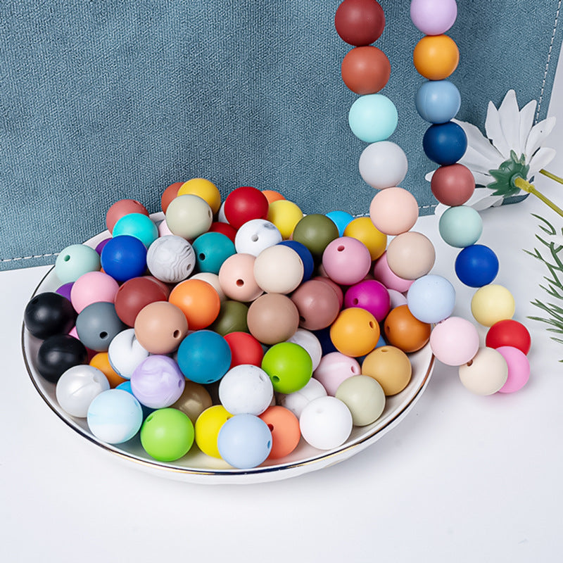 19mm Food grade silicone beads colored round loose beads handmade DIY beaded bracelet pacifier chain accessories spot wholesale