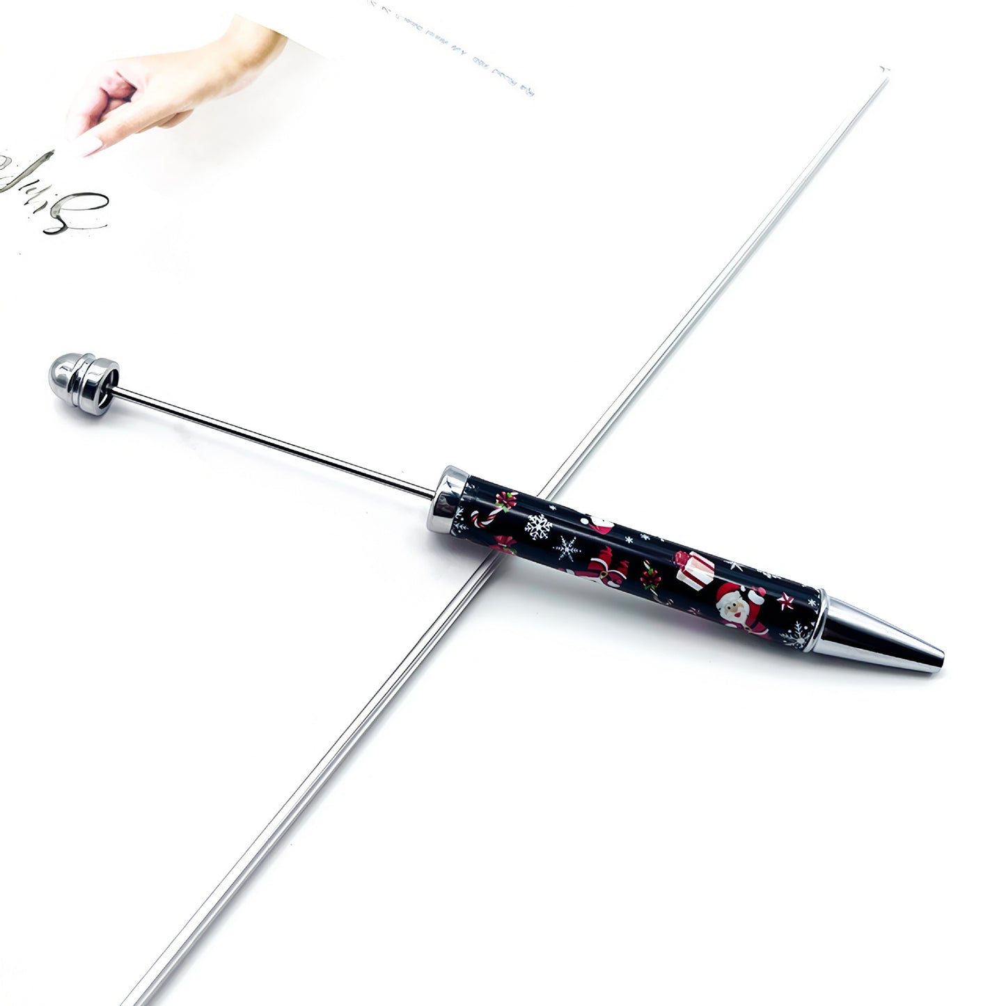 DIY Christmas bead pen, creative heat transfer flower film pattern handmade personalized beaded ballpoint pen spot wholesale