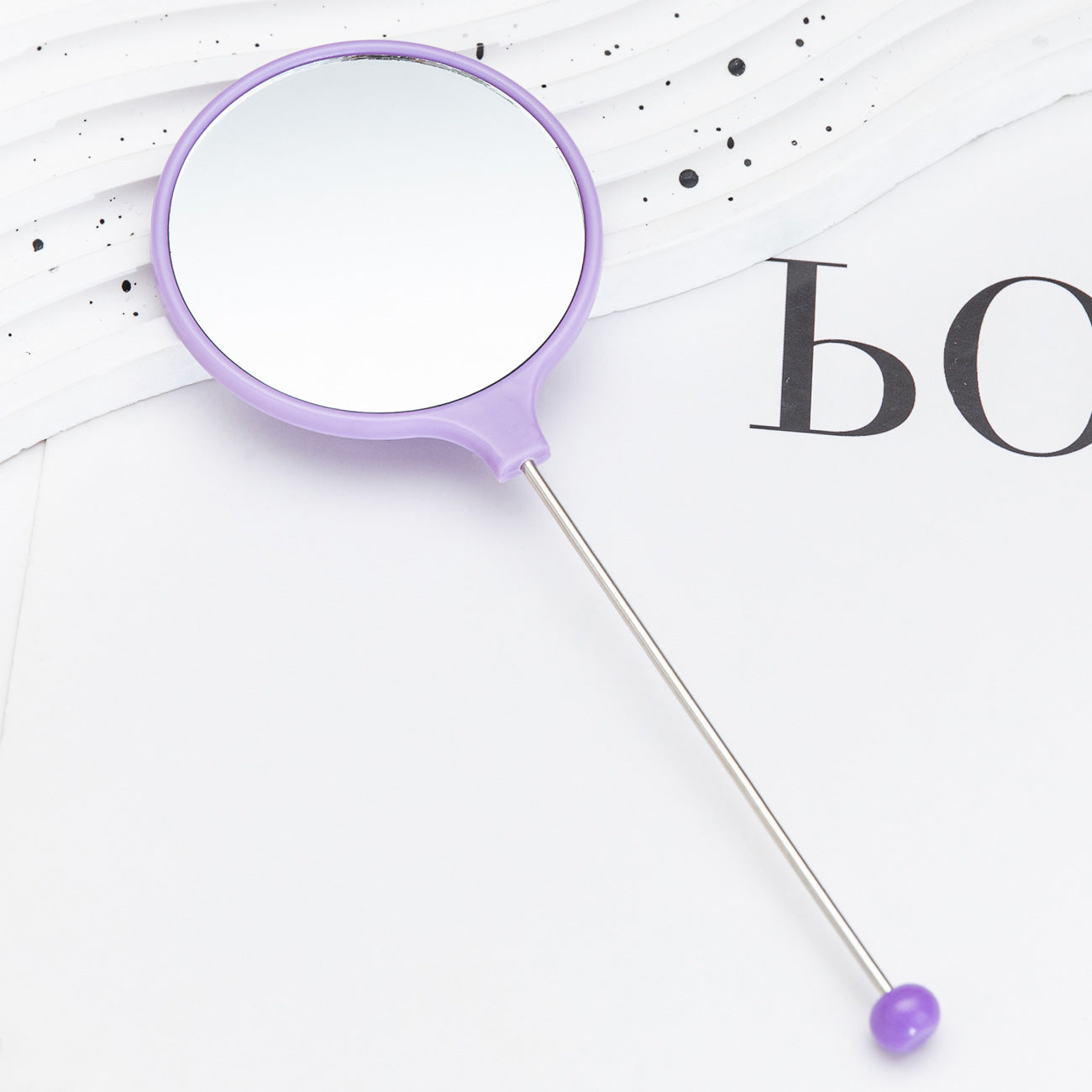 New DIY beaded handle mirror handheld makeup mirror portable single-sided vanity mirror plastic portable makeup mirror