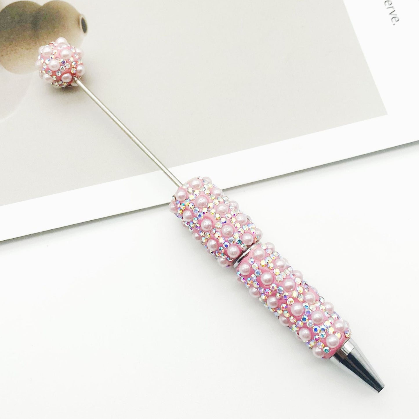 Cross-border heavy industry full of pearl bead pens, creative gradual change wearing beads DIY ballpoint pen gifts Colorful pearl pens