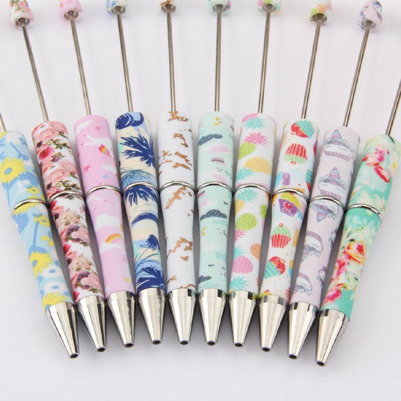 DIY bead pen printing pattern creative plastic beading puzzle leopard print floral cow tiger pattern bead pen wholesale