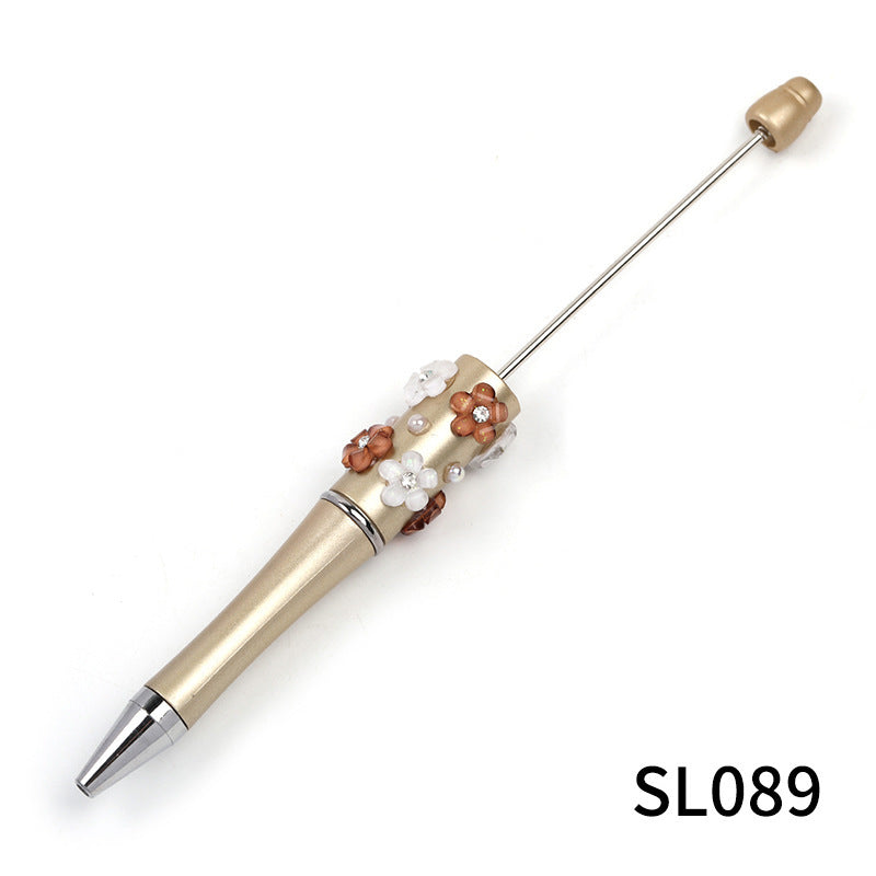Heavy Industry DIY diamond-encrusted five-petaled flower bead pen multi-color rotating ballpoint pen spot wholesale support mixed batch