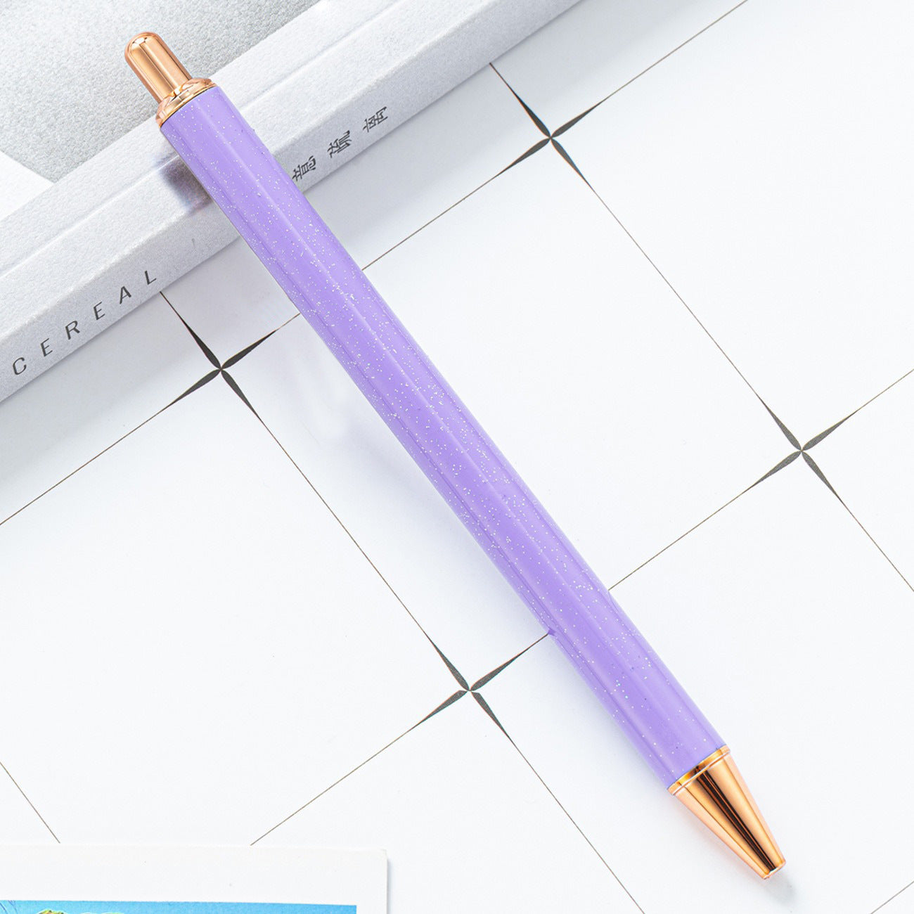 High-value metal press ballpoint pen, new creative glitter, metal stationery pen for students, spot press pen
