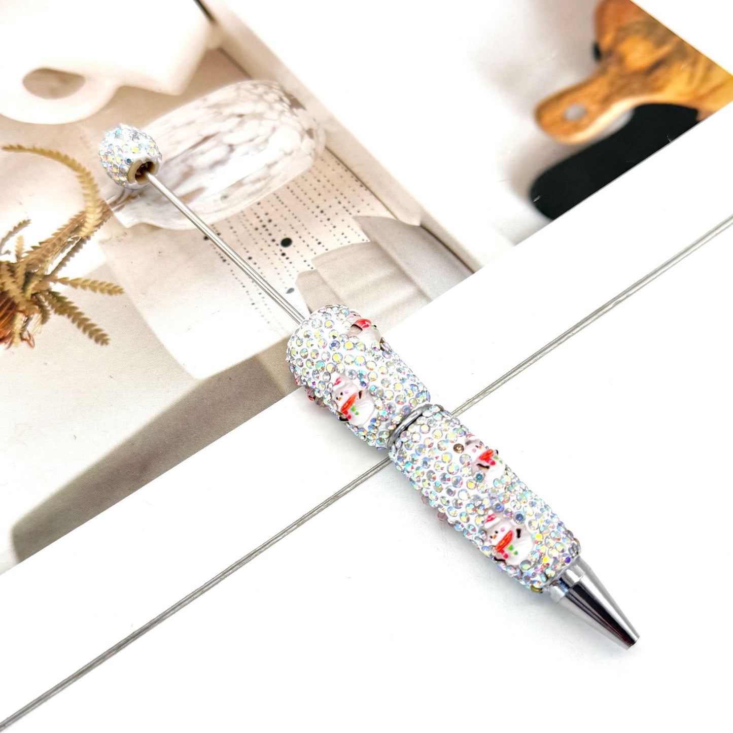 New Christmas full drill pen, creative DIY bead pen Santa Claus Elk Snowman KT cat cartoon gift pen