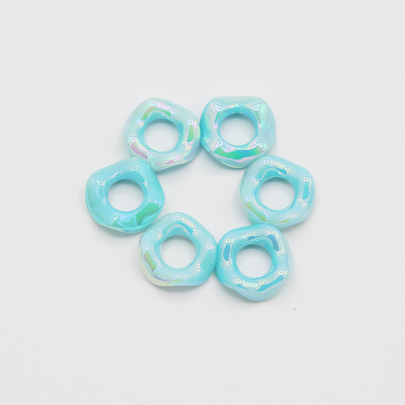 16Mm Color Electroplated Lace Wave Stacked Le Large Hole Beads Diy Handmade Beaded Loose Beads Bracelet Accessories Wholesale