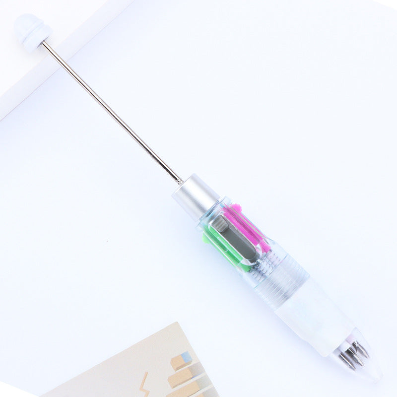 Four-color beaded strokes key marks plastic ballpoint pen DIY multi-color press-action promotional gift pen spot wholesale