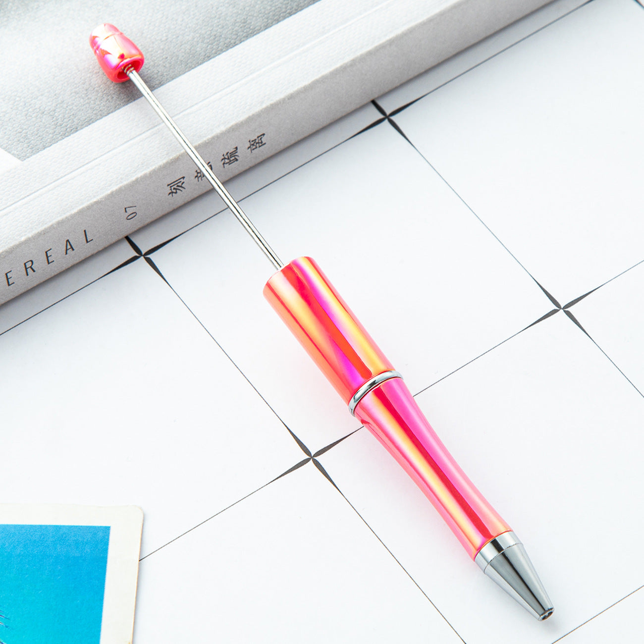 Cross-border plastic bead pen wholesale student creative handmade DIY ballpoint pen new UV gradual change bead pen wholesale