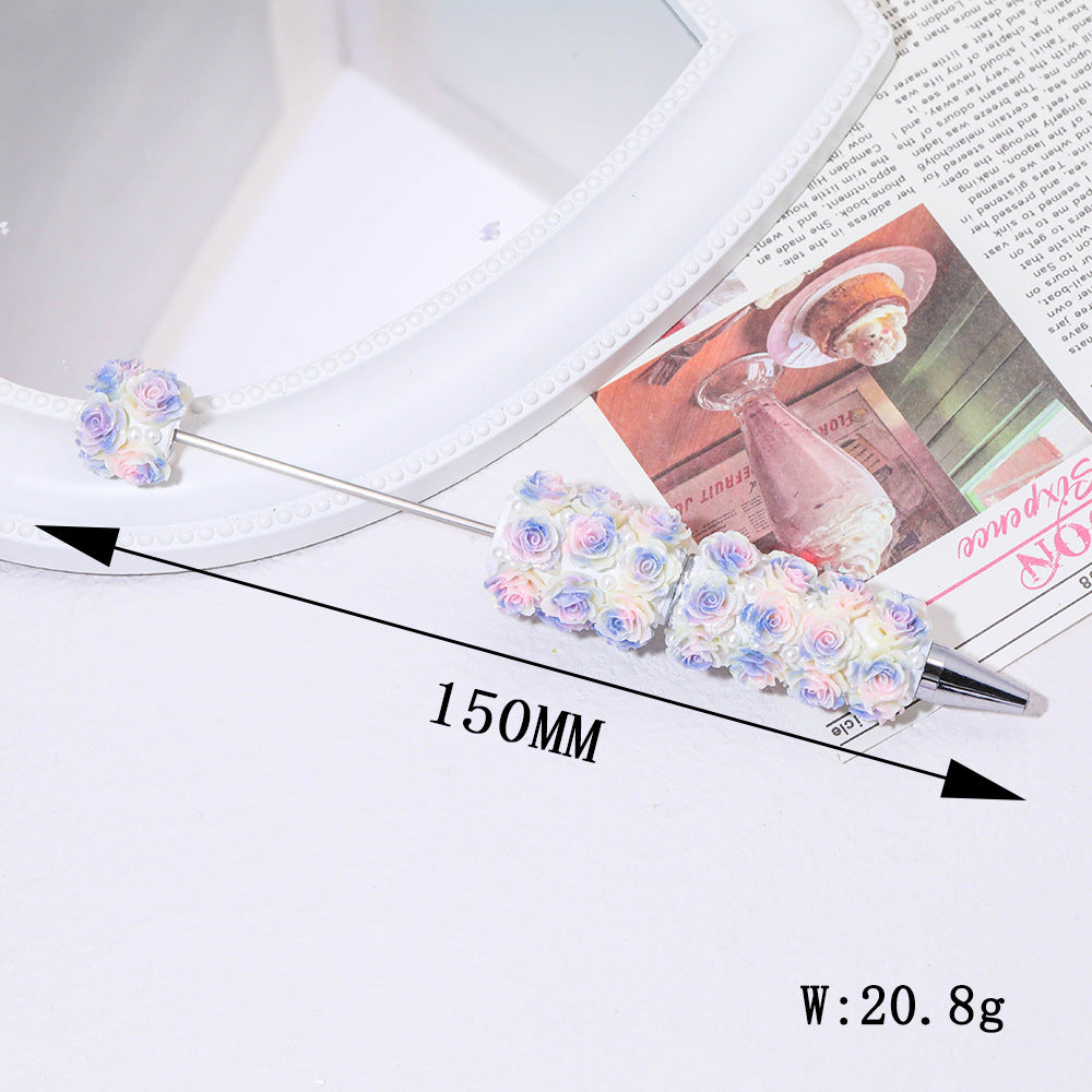 New heavy industry color flower luminous bead pen heavy industry DIY handmade beaded pen holder accessories