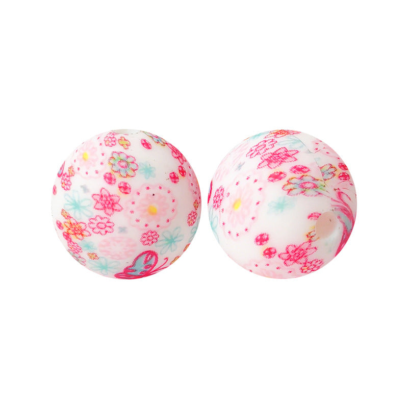 15mm Silicone Beads Water Transfer Beads DIY Jewelry Bead Pen Loose Beads Wholesale #151-200