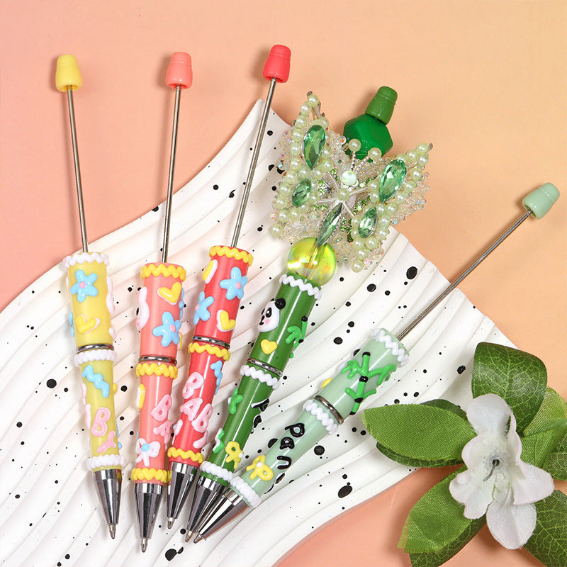 New color cartoon hand-drawn bead pen simple high-end DIY bead pen cartoon cute painted cute pen