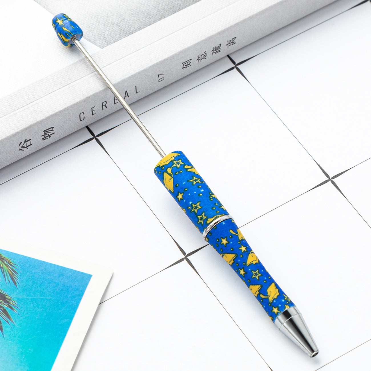 DIY creative graduation season series bead pen printing multi-color beaded ballpoint pen spot wholesale plastic bead pen