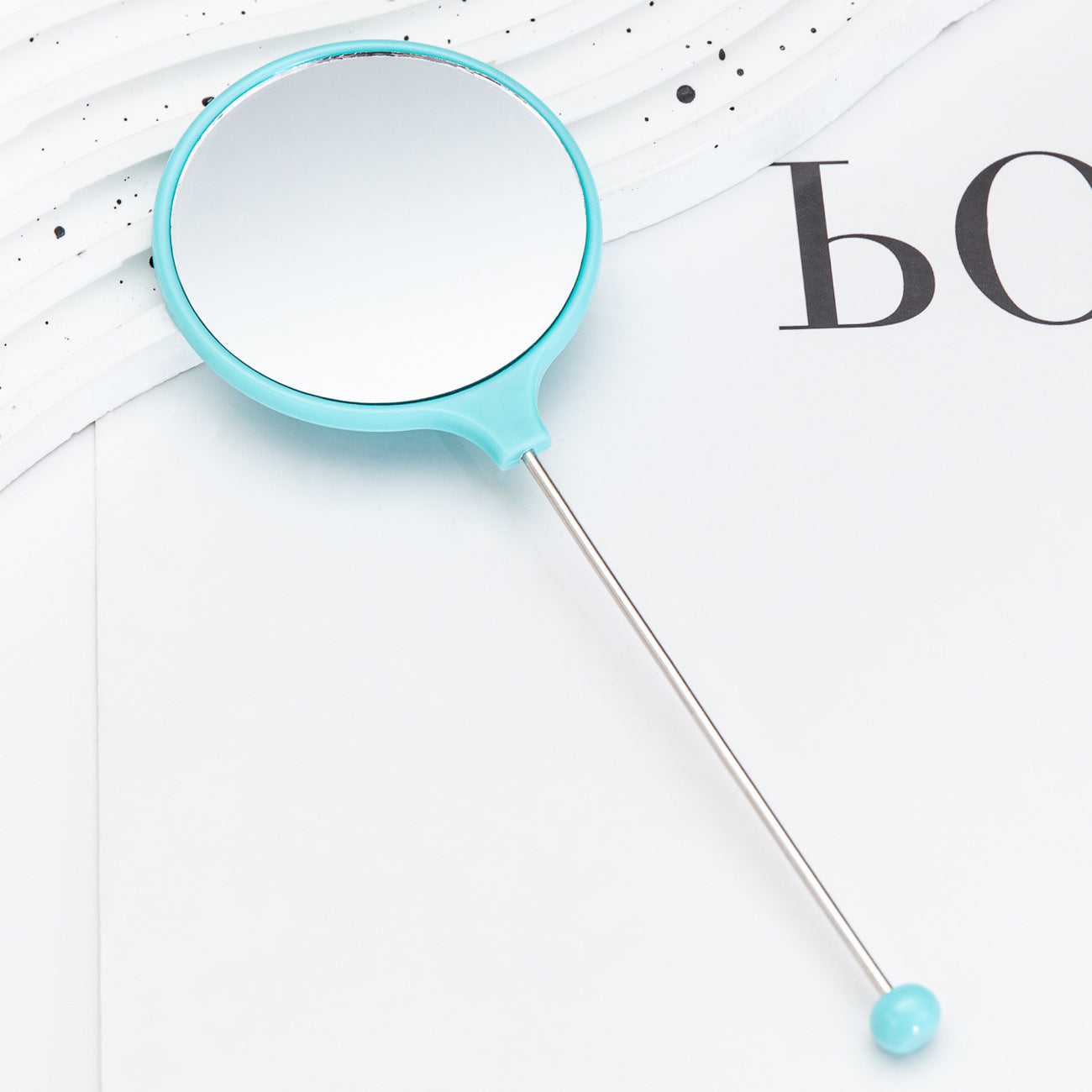New DIY beaded handle mirror handheld makeup mirror portable single-sided vanity mirror plastic portable makeup mirror