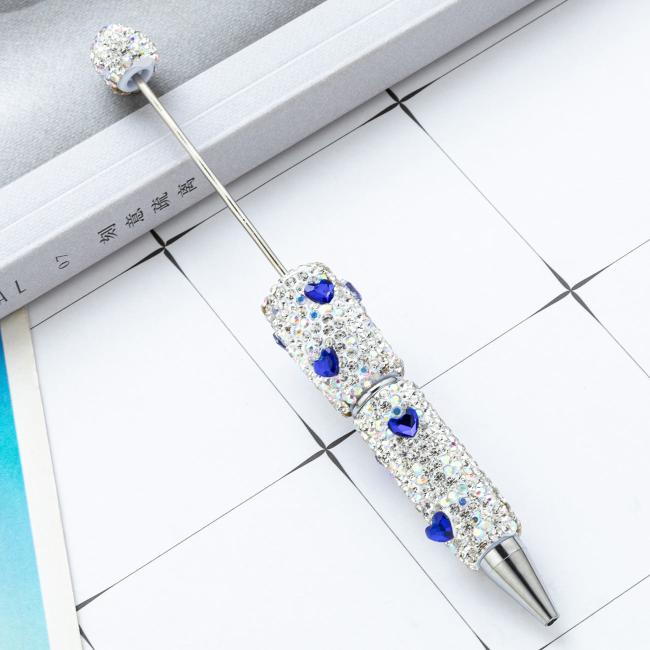 Cross-border love bead pen DIY heavy industry diamond-encrusted bead pen hand-pasted full diamond bead ballpoint pen plastic pen