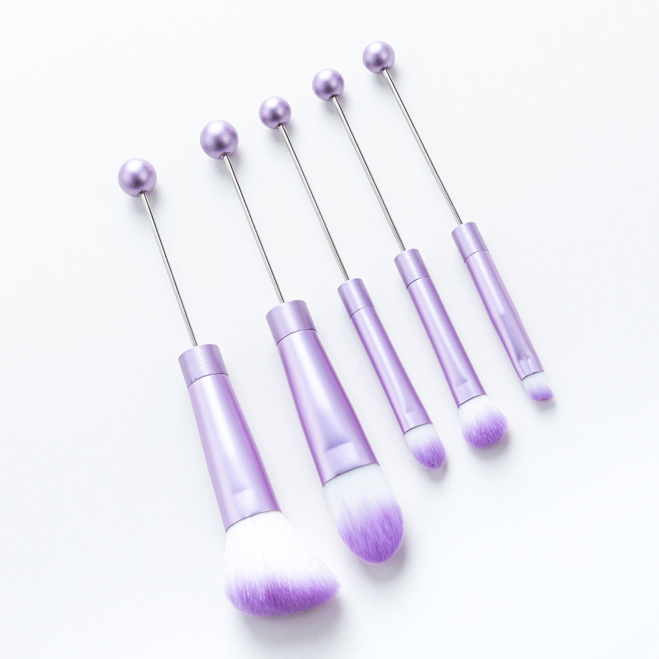 DIY metal handle string beads makeup brush set, concealer brush, eyeshadow brush, eyebrow brush, makeup, makeup tools wholesale