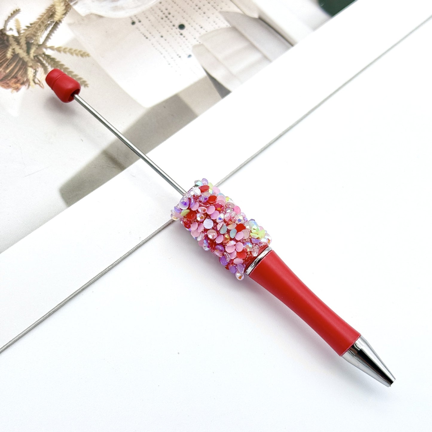 New DIY petal sequined bead pen, Macaron multi-color bead-piercing ballpoint pen cross-border sprouting pen manufacturers wholesale