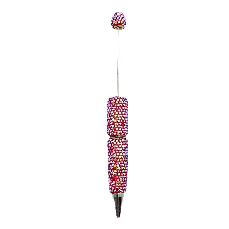 DIY electroplated colorful full diamond bead pen, colorful diamond beaded ballpoint pen, high value diamond-set bead pen in stock
