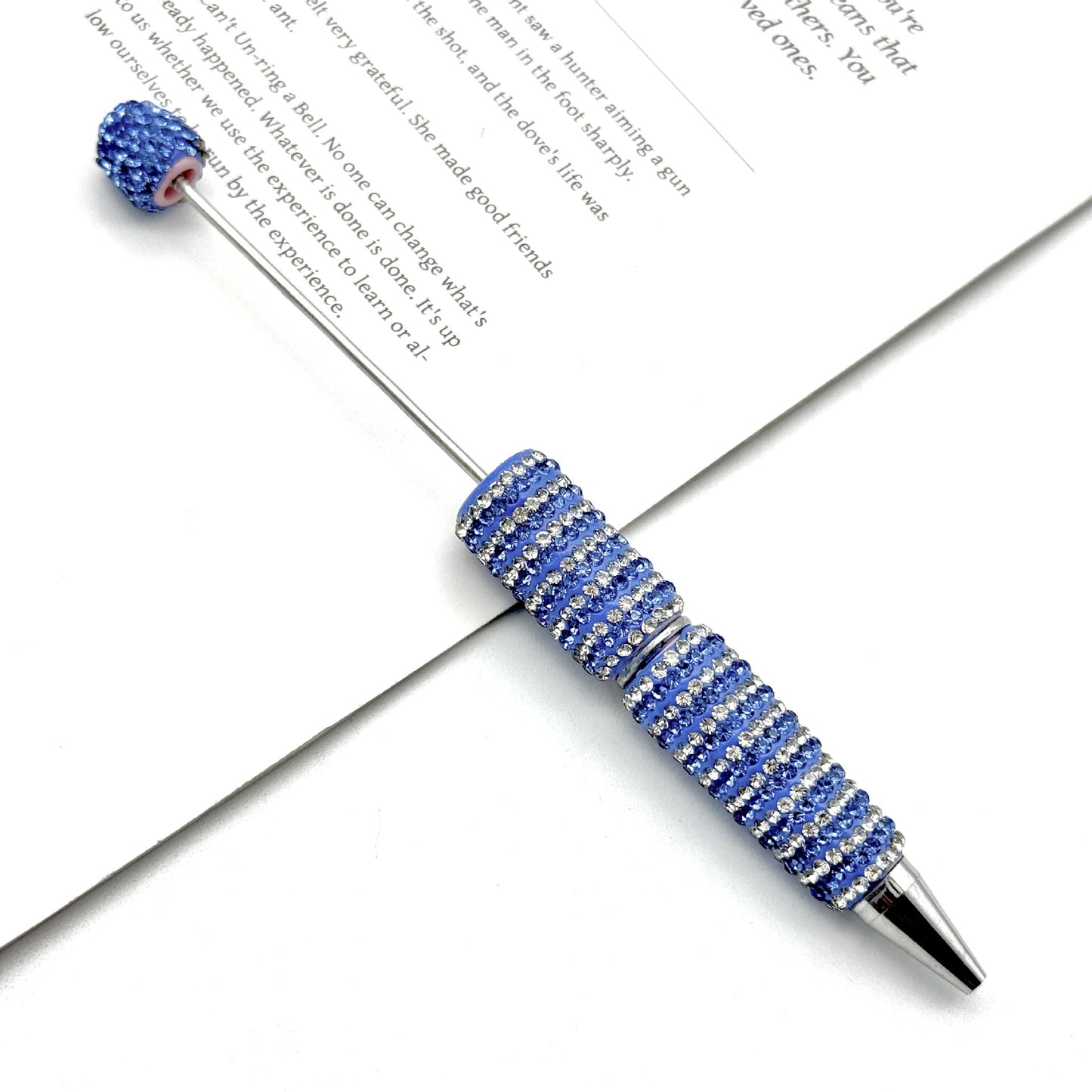 Creative Stripe Full Diamond Ballpoint Pen DIY Beaded Stripe Full Diamond Multicolor Bead Pen Rotary Beaded Grain Pen