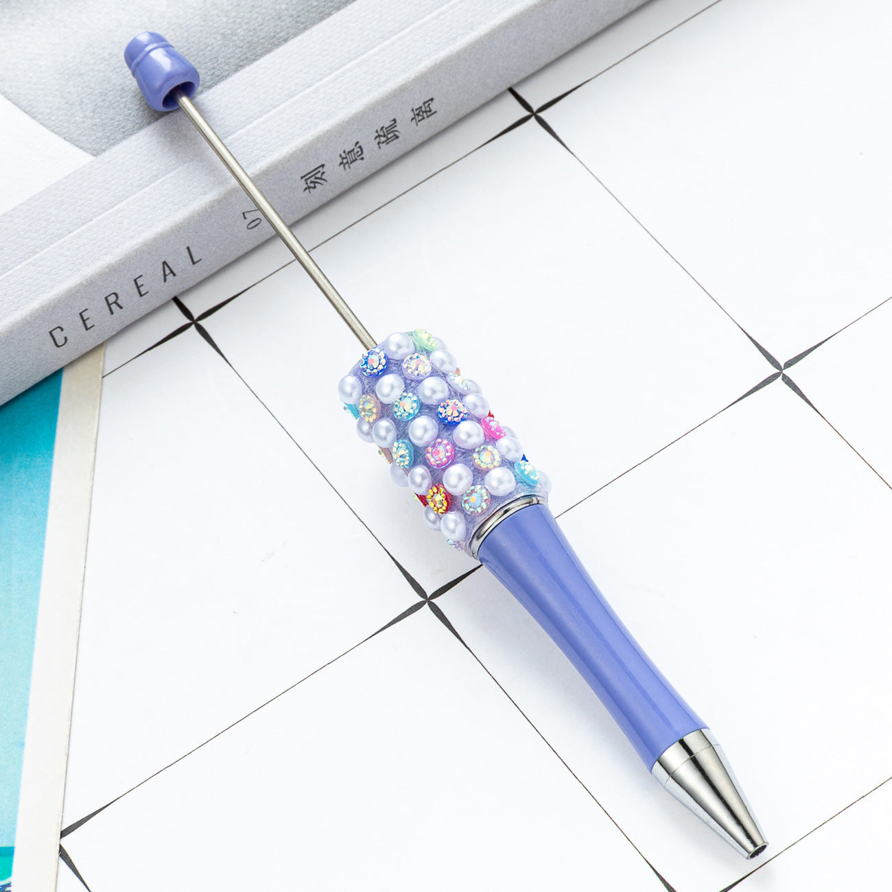 New DIY colorful pearl diamond bead pen dopamine gradual change color beaded ballpoint pen multi-color rotating bead pen