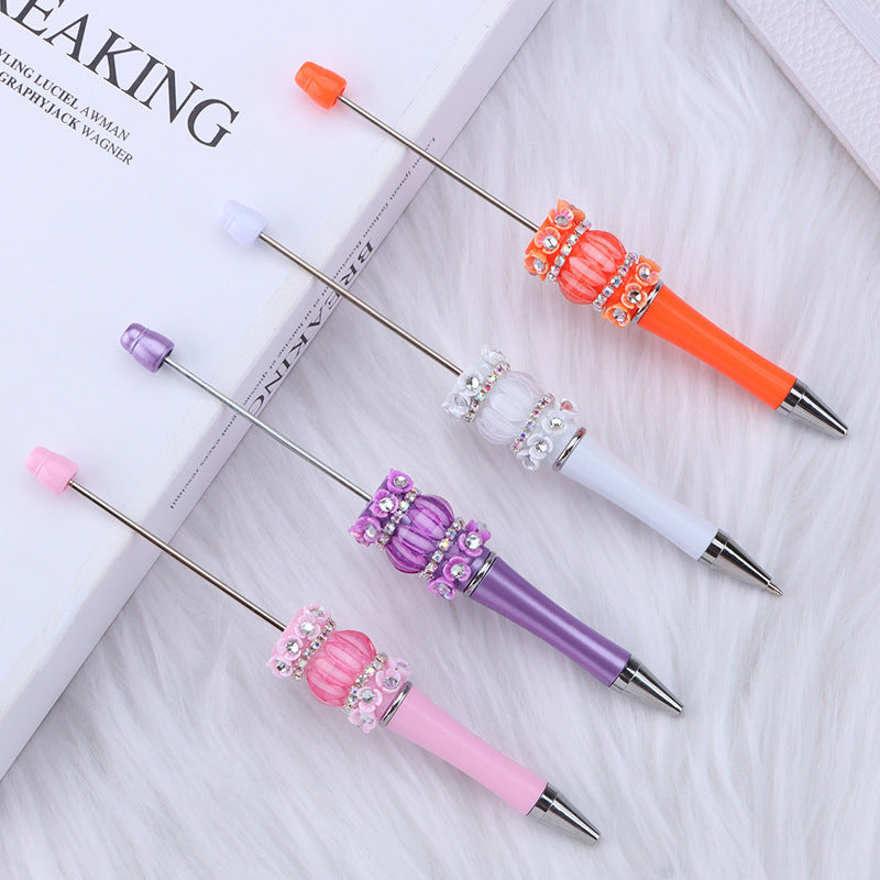 DIY rose mermaid bead pen, creative flower patch beaded ballpoint pen romantic mermaid plastic pen wholesale