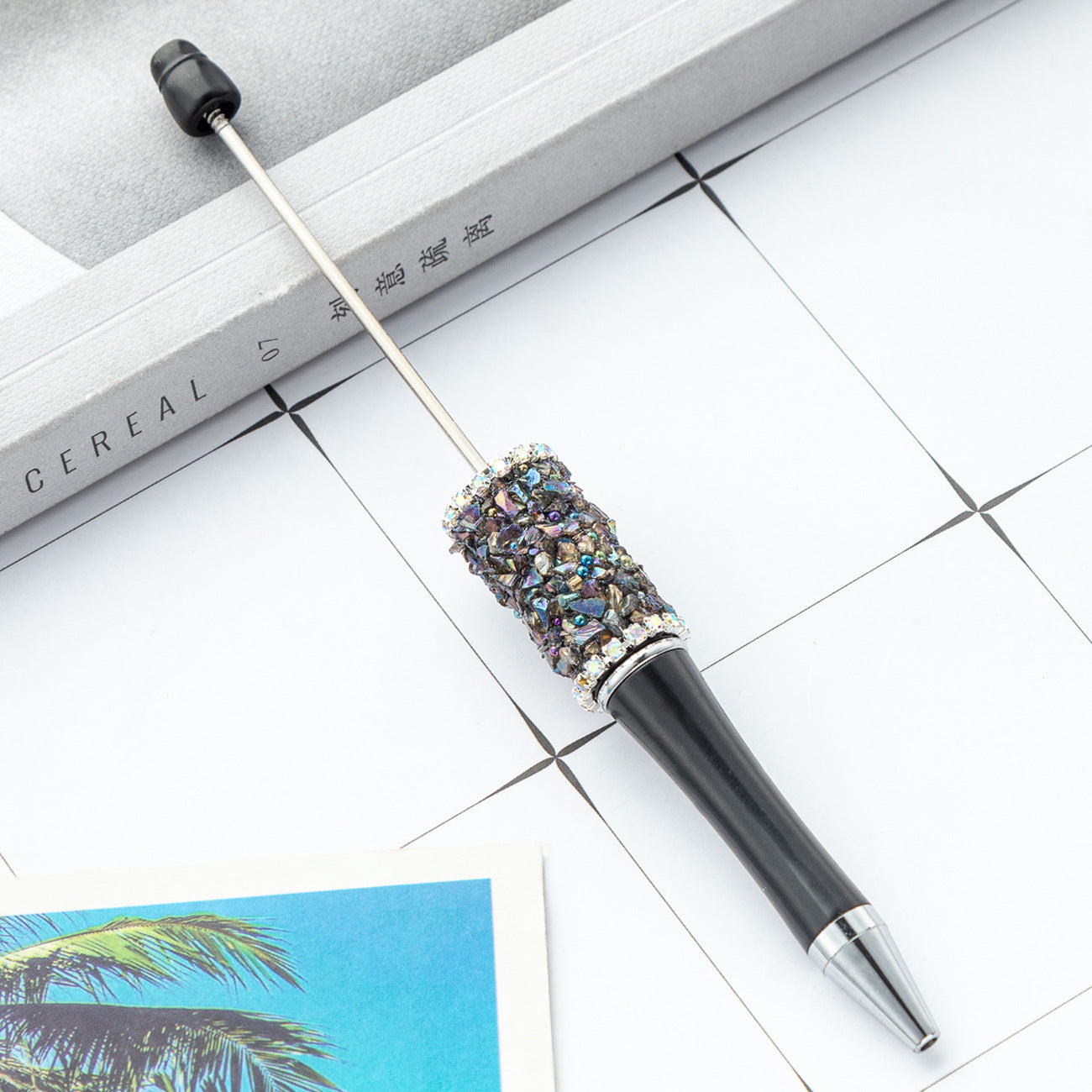 DIY crystal gravel bead pen wholesale creative exquisite cute girl heart plastic pen multi-color spinning ballpoint pen