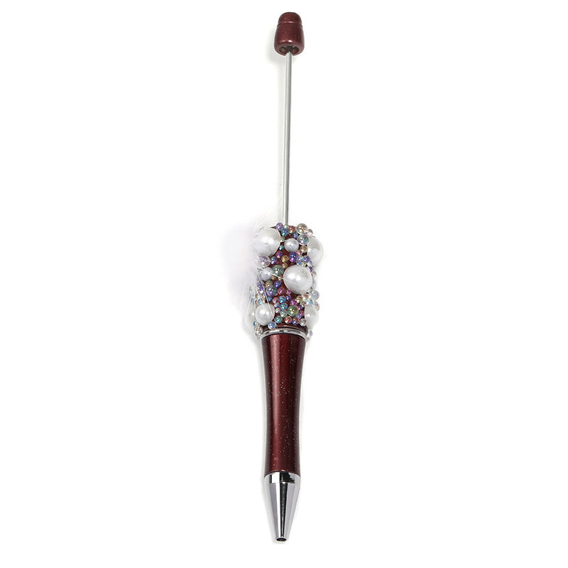 Soft cute pearl hairball DIY bead pen colorful bubble beads rotating ballpoint pen girl heart hand account gift pen